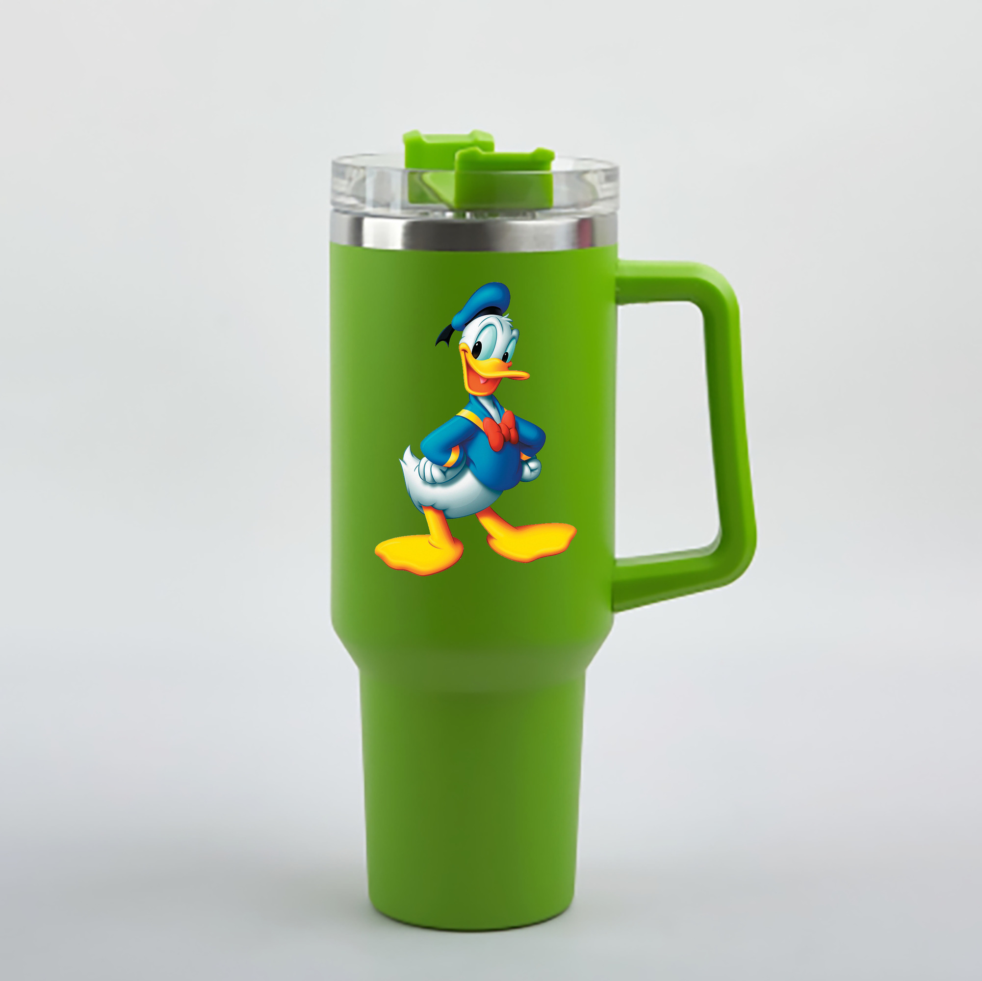 （画像用） ミッキーマウス Mickey Mouse 1200mL車用タンブラー - クリスタルステッカー（プラスチックストロー付き）